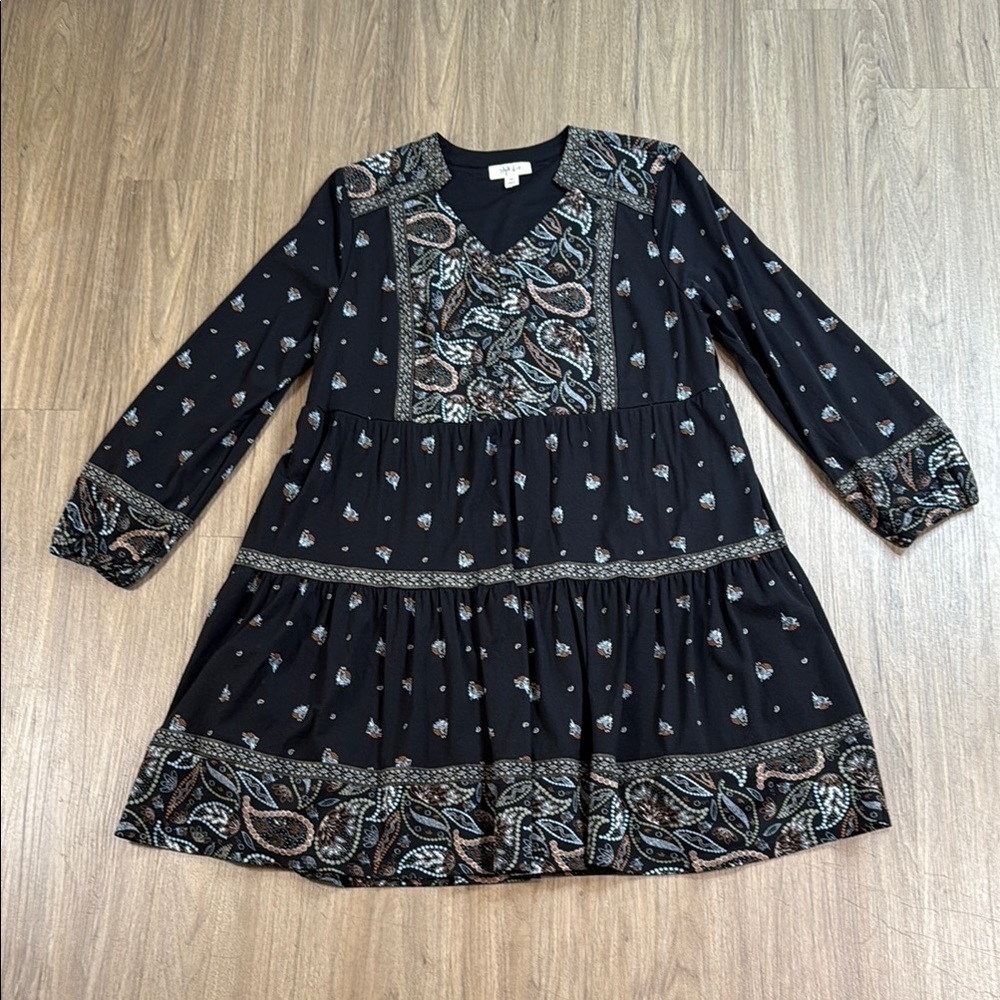 Style & Co. Black and Silver Embellished Midi Dress
